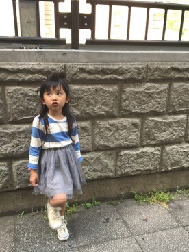 「アイテム（バレッタ/ヘアクリップ）」を使った、HARURU!!!さん（キッズ・110cm）の春コーディネート