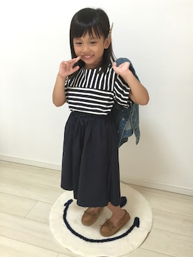 「ラブ＆ピース2016」｜「アイテム（デニムジャケット）」を使った、HARURU!!!さん（キッズ・110cm）の秋コーディネート