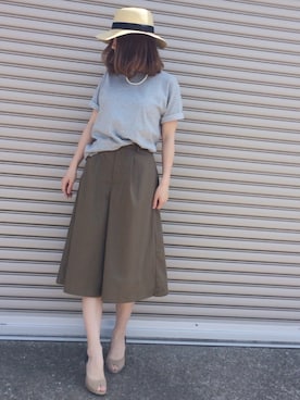 「パックT」｜「アイテム（帽子）」を使った、Etsukoさん（レディース・163cm）の夏コーディネート