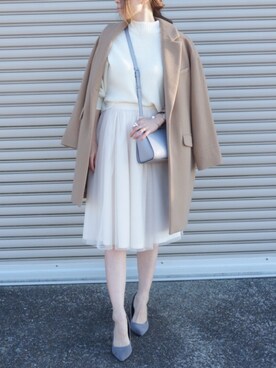 「PLST（プラステ）のアイテム（チェスターコート）」を使った、Etsukoさん（レディース・163cm）の冬コーディネート