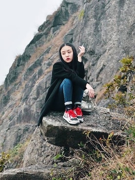 「MONKI（モンキ）のアイテム（ダウンジャケット/コート）」を使った、Mitsu Hana さん（レディース・155cm）の冬コーディネート