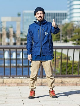 「and wander（アンドワンダー）のアイテム（ナイロンジャケット）」を使った、nicoさん（メンズ・174cm）の春コーディネート