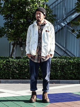 「WILD THINGS（ワイルドシングス）のアイテム（モッズコート）」を使った、nicoさん（メンズ・174cm）の秋コーディネート