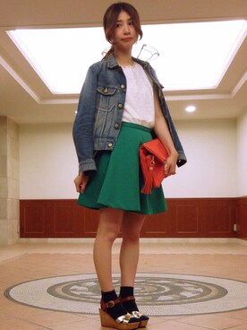 「シャネル」｜「アイテム（デニムジャケット）」を使った、r y o **さん（レディース・153cm）の春コーディネート