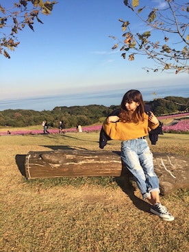 「ボーイフレンドデニム」｜「アイテム（その他アウター）」を使った、r y o **さん（レディース・153cm）の秋コーディネート