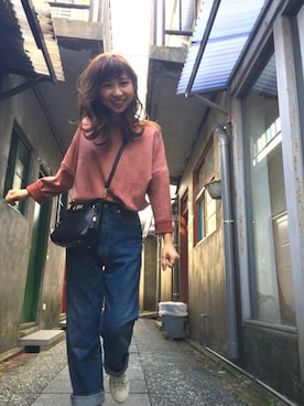 「H&M（エイチ・アンド・エム）のアイテム（ピアス（両耳用）、ホワイト系）」を使った、r y o **さん（レディース・153cm）の冬コーディネート