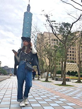 「ボーイフレンドデニム」｜「アイテム（財布/小物）」を使った、r y o **さん（レディース・153cm）の冬コーディネート