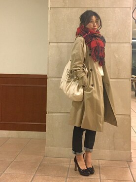 「FUDGE」｜「アイテム（トレンチコート）」を使った、r y o **さん（レディース・153cm）の秋コーディネート