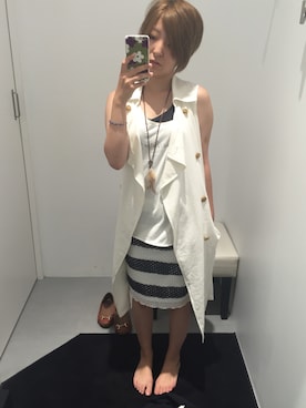 「COMME CA DU MODE（コムサデモード）のアイテム（スカート）」を使った、実依子さん（レディース・154cm）の夏コーディネート