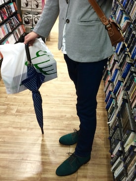 「アイテム（ドレスシューズ、グリーン系）」を使った、いのっちさん（メンズ・176cm）の夏コーディネート