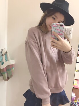 「師大のアイテム（Tシャツ/カットソー、ピンク系）」を使った、77さん（レディース・158cm）の冬コーディネート