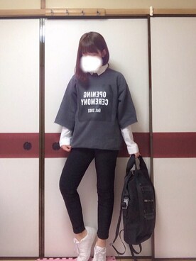 「OPENING CEREMONY（オープニングセレモニー）のアイテム（スウェット）」を使った、a y aさん（レディース・152cm）の春コーディネート
