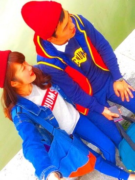 「CHUMS（チャムス）のアイテム（ジャケット/アウター）」を使った、Mayukaさん（レディース・158cm）の冬コーディネート
