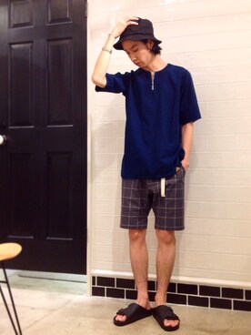 「rehacer（レアセル）のアイテム（帽子）」を使った、HARUKIさん（メンズ・171cm）の夏コーディネート