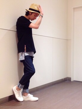 「rehacer（レアセル）のアイテム（帽子）」を使った、HARUKIさん（メンズ・171cm）の夏コーディネート