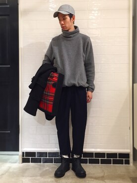 「rehacer（レアセル）のアイテム（帽子）」を使った、HARUKIさん（メンズ・171cm）の冬コーディネート