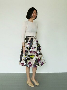 「サーキュラースカート」｜LITTLEBLACKさん（レディース・162cm）の春コーディネート