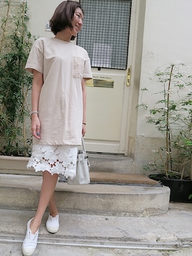 「ロングTシャツ」｜LITTLEBLACKさん（レディース・162cm）の夏コーディネート