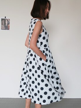 「ドット柄」｜LITTLEBLACKさん（レディース・162cm）の夏コーディネート