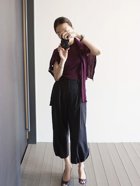 「ワイドシルエット」｜「アイテム（パンツ）」を使った、LITTLEBLACKさん（レディース・162cm）の秋コーディネート