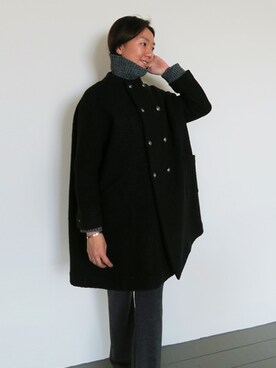 「ダブルボタン」｜「アイテム（ノーカラージャケット）」を使った、LITTLEBLACKさん（レディース・162cm）の秋コーディネート