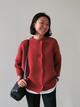 「アイテム（カーディガン/ボレロ、オレンジ系）」を使った、LITTLEBLACKさん（レディース・162cm）の秋コーディネート