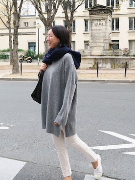 「オーバーサイズニット」｜LITTLEBLACKさん（レディース・162cm）の冬コーディネート