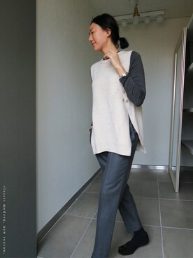 「 スラックス」｜LITTLEBLACKさん（レディース・162cm）の冬コーディネート