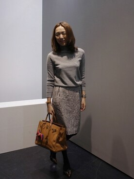 「 Hラインスカート」｜LITTLEBLACKさん（レディース・162cm）の冬コーディネート