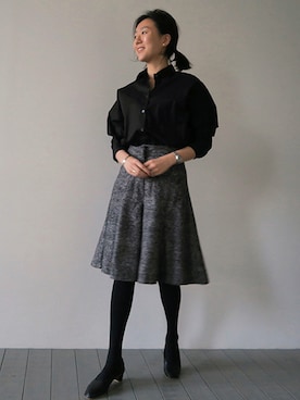 「キュロットスカート」｜LITTLEBLACKさん（レディース・162cm）の冬コーディネート