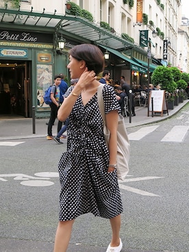 「ドット柄」｜LITTLEBLACKさん（レディース・162cm）の夏コーディネート