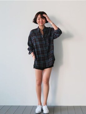 「チャックシャツ」｜LITTLEBLACKさん（レディース・162cm）の秋コーディネート