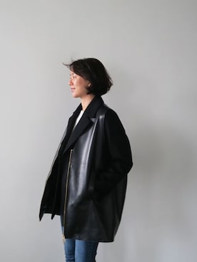 「レザーベスト」｜LITTLEBLACKさん（レディース・162cm）の秋コーディネート