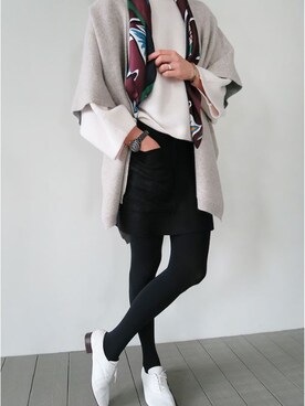 「アイテム（カーディガン/ボレロ、その他）」を使った、LITTLEBLACKさん（レディース・162cm）の冬コーディネート