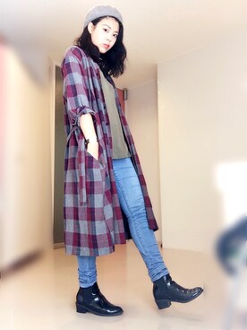 「赤」｜「アイテム（タンクトップ）」を使った、momozo-さん（レディース・169cm）の秋コーディネート