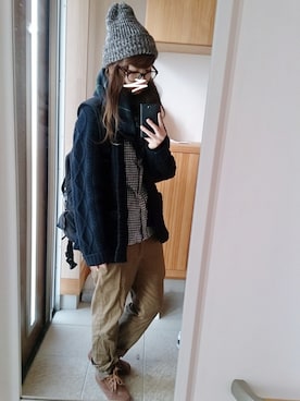 「Laundry（ランドリー）のアイテム（帽子）」を使った、大福。さん（レディース・168cm）の冬コーディネート