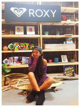「ROXY（ロキシー）のアイテム（帽子）」を使った、KIYさん（レディース・158cm）の秋コーディネート
