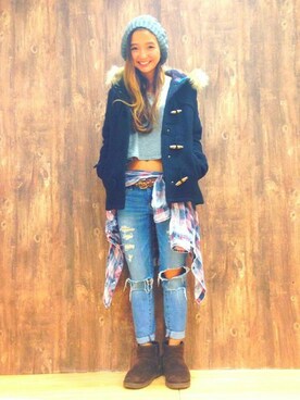 「ROXY（ロキシー）のアイテム（その他アウター）」を使った、KIYさん（レディース・158cm）の秋コーディネート