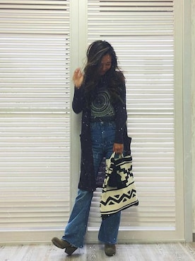 「ロングカーディガン」｜KIYさん（レディース・158cm）の春コーディネート