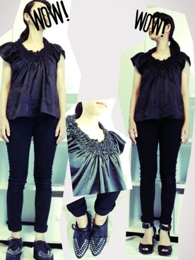 「ROSE BUD（ローズバッド）の(JEFFREY CAMPBELL)HA:F1057 SILVER STUD THICK RUBBER SOLE（その他シューズ、ブラック系）」を使った、sanさん（レディース・148cm）の夏コーディネート
