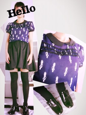 「ROSE BUD（ローズバッド）の(ALL BLACK) 12-0204/C016CH PATENT PU ONE BUCKLE SHOES（その他シューズ、ブラック系）」を使った、sanさん（レディース・148cm）の夏コーディネート