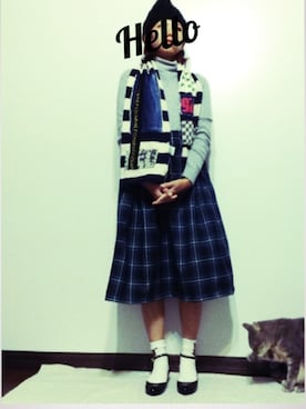 「Juze（ジュゼ）の<21.5-25cm対応！>アンクルストラップインヒールパンプス（パンプス、ブラック系）」を使った、sanさん（レディース・148cm）の秋コーディネート