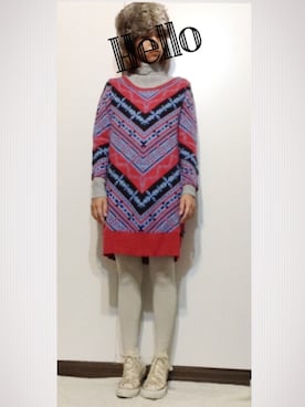 「白タイツ」｜「アイテム（チュニック）」を使った、sanさん（レディース・148cm）の秋コーディネート