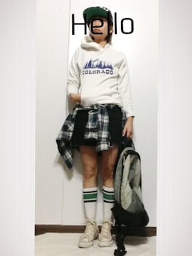 「CONVERSE（コンバース）のCONVERSE CVS ALL STAR HI（スニーカー、ホワイト系）」を使った、sanさん（レディース・148cm）の冬コーディネート