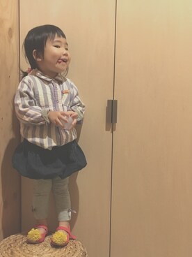 「BOBSON（ボブソン）のアイテム（トップス）」を使った、sanさん（キッズ・80cm）の春コーディネート