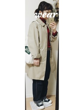 「BEAMS（ビームス）のアイテム（ステンカラーコート）」を使った、まさみさん（レディース・159cm）の秋コーディネート