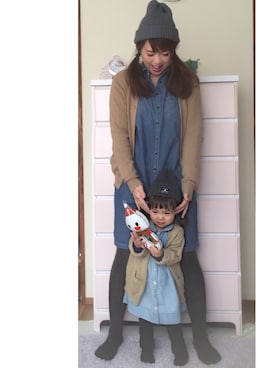 「アイテム（シャツワンピース）」を使った、かぽちゃんさん（キッズ・80cm）の冬コーディネート