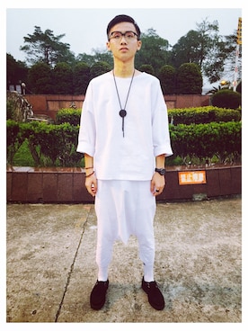 「UNDERGROUND（アンダーグラウンド）のアイテム（その他シューズ、ブラック系）」を使った、洪承顥さんの春コーディネート