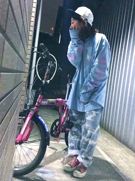 「BUTTSTAIN（バットステイン）のアイテム（帽子）」を使った、せっちゃんさん（レディース・158cm）の春コーディネート