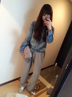 「Ungrid（アングリッド）のアイテム（シャツ/ブラウス、ブルー系）」を使った、Jさん（レディース・168cm）の秋コーディネート